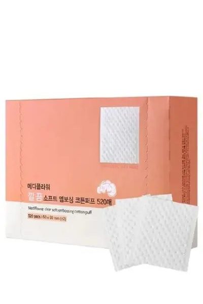 MEDIFLOWER CLEAR SOFT EMBOSSING COTTON PUFF 520PCS