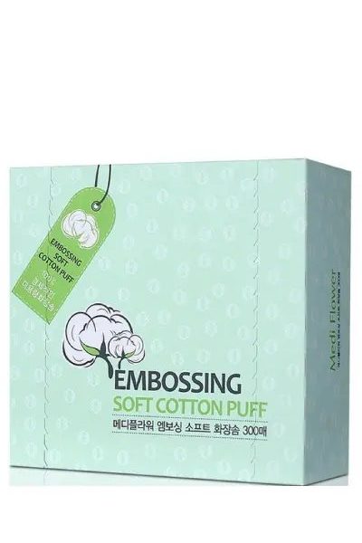 MEDIFLOWER EMBOSSING SOFT COTTON PUFF 300PCS