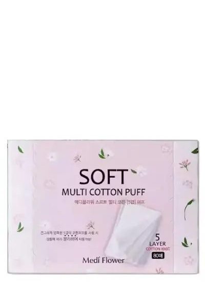 MEDIFLOWER - SOFT MULTI COTTON PUFF 80PCS