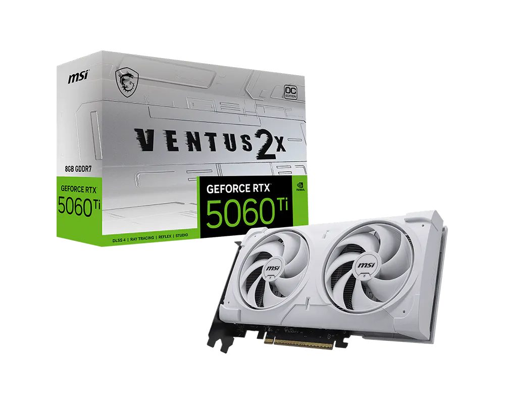 MSI GeForce RTX 5060 Ti 8G VENTUS 2X OC WHITE PLUS GDDR7 Graphics Card