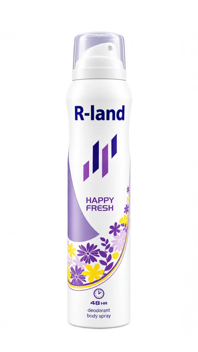 r-land-deodorant-spray-48h-happy-fresh-200-ml.jpg بخاخ مزيل رائحة العرق آر لاند هابي فريش للنساء 48 ساعة 200 مل