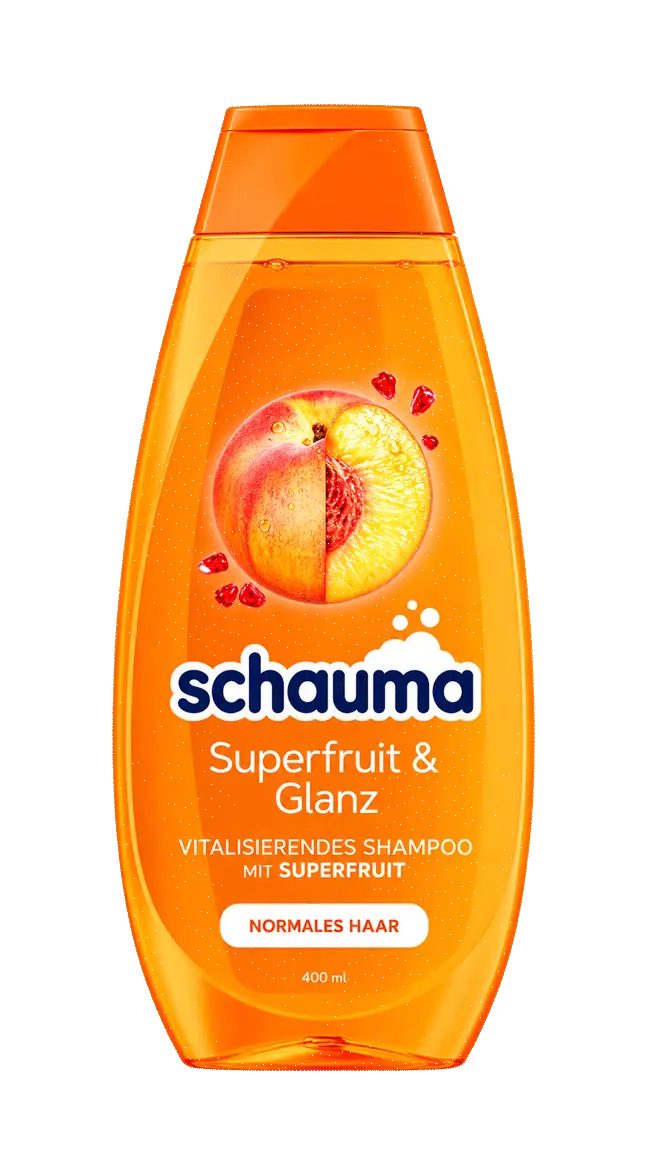 schauma-shampoo-superfruit-and-glanz-400-ml.jpg شامبو شاوما سوبر فروت للمعان بخلاصات الخوخ والرمان 400 مل