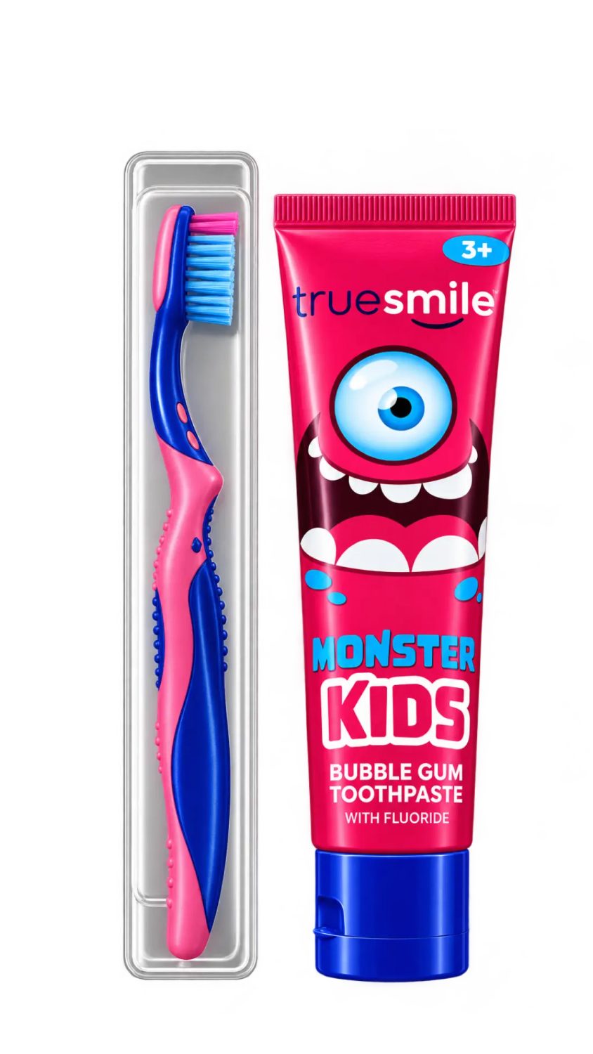 true-smile-toothpaste-monster-kids-bubble-gum-100ml.jpg معجون أسنان أطفال ترو سمايل مونستر كيدز بنكهة العلكة 100 مل
